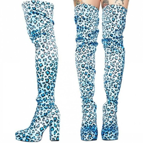 over the knee leopard print boots